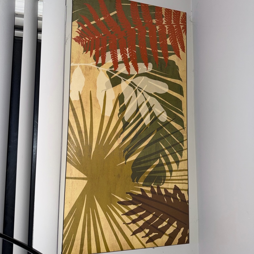 Tropical Palm Leaves Wall Art Print in Olive, Rust and Brown